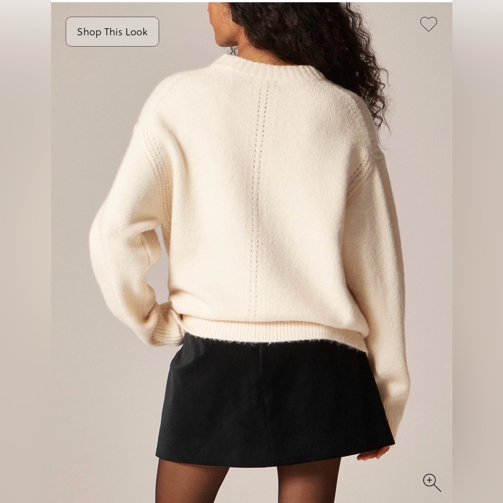 J. Crew Relaxed Crewneck Pullover Sweater Bow Print Wool Alpaca Oversized Sz M - Picture 5 of 13